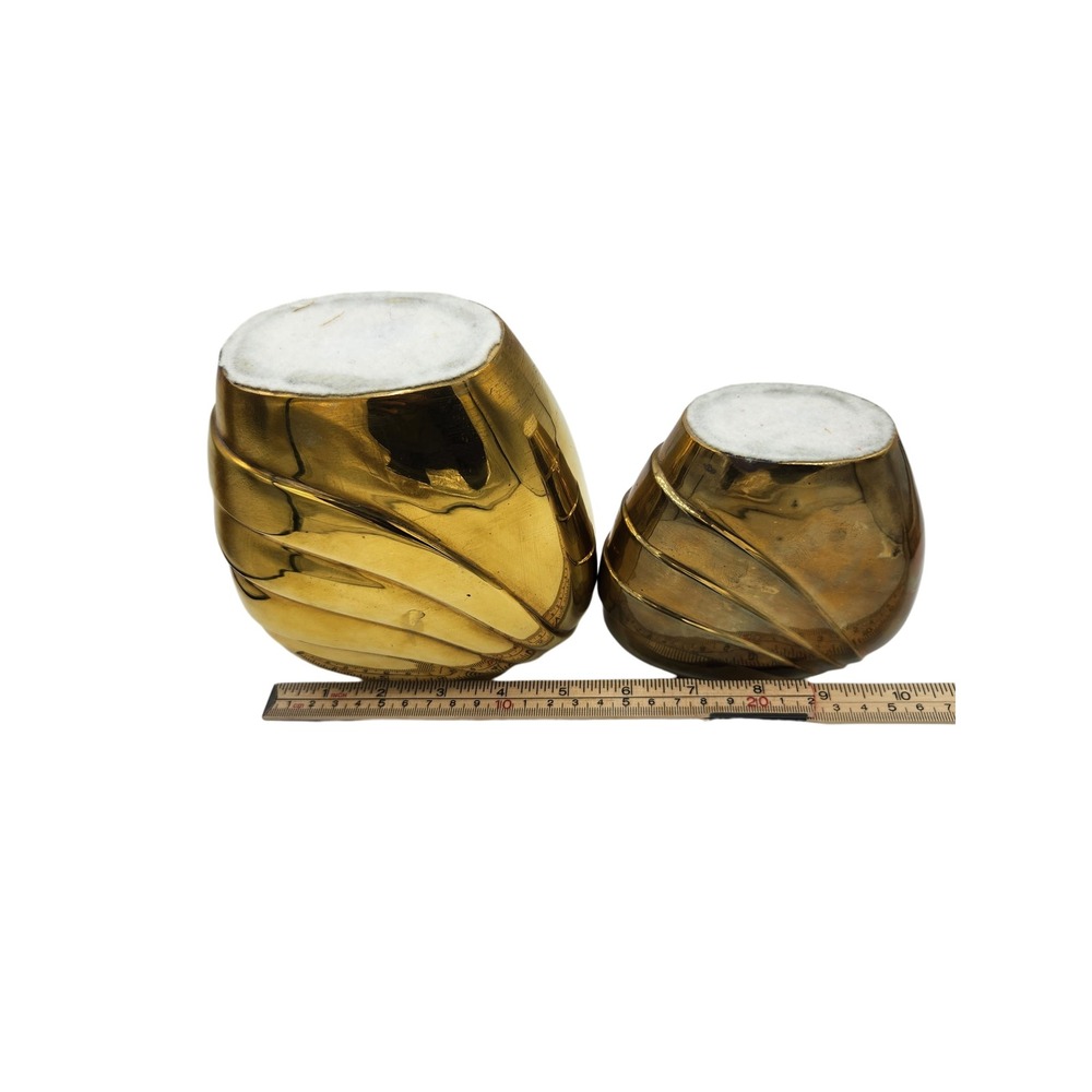 Vintage Brass Vases Art Deco Swirl Ribbon Heavy Metal Set of 2 Home‎ Decor - Picture 12 of 12